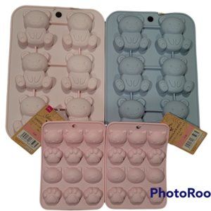 Teddy Bear Silicone Tray & Kitty/Paw Candy Mold Set